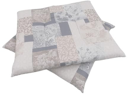 CB Home & Style Sitzkissen Stuhlkissen Dekokissen 2er-Pack 40x40cm (Des3 Blau/Taupe)
