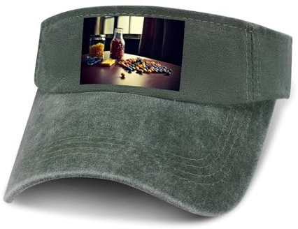 Sun Visor Hat Top Cap Sun Visor Cap Empty Top Candy in Bottle Baseball Cap Sunscreen Dad Caps for Men Women, Army Green-candy in Bottle, One size