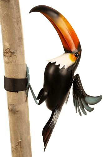 Geschenkestadl Tukan Vogel Metall zum Hängen 47cm Gartenfigur Vogelfigur Dekoration Haus Garten