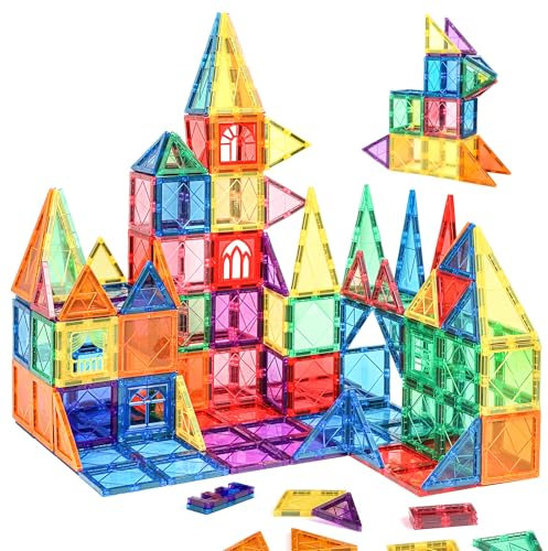 Magnetic Tiles, 62 PCS Magnetic Building Blocks for Kids, Sensory Learning Educational Magnet Tiles, 3D Magnets Construction Kids Toys, Christmas Toy Gift for Boys and Girls 3 4 5 6 7 8 9+ Years
