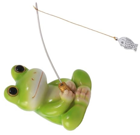 Warmhm Froschfischerstatue Aquarium Dekoration Frosch Figur Mini Frosch Skulptur Wasserspiel Dekoration Froggy Kunststoff Figur Mini-Froschfiguren Aquariumdekoration Bürobedarf Harz Green