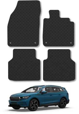 Skoda Enyaq (2021+) 3mm Rubber Car Mats | Tailored Fit Durable Floor Mats Full Coverage Protection Waterproof Accessories Easy Clean Anti Slip Made in the UK