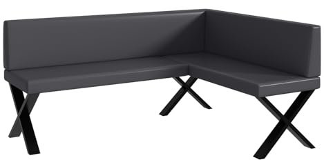 MEBLINI Eckbank für Esszimmer - Küchenbank - Essecke - Sitzecke Küche - Toni - X-Beine 128x168x87cm Rechts - Grau Kunstleder