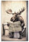 Lustiges Poster mit Elch auf der Toilette und liest eine Zeitung, lustiges Badezimmer-Poster, Wanddekoration, lustiges Tierposter, Poster für Toilette, Leinwand, Poster, Schlafzimmer, Dekoration,