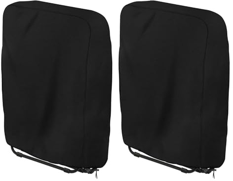 Dokon 2 Pack Garden Folding Chair Cover for Sun Lounger & Recliner Chair | Heavy Duty 420D Oxford, Waterproof PU Coating, Windproof Strap & Drawstring, Anti-UV, Fit Zero Gravity Chair, 110x71cm, Black