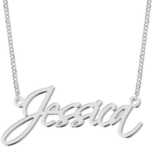 UMAGICBOX Personalized Name Necklace - Custom 925 Sterling Silver/316 Stainless Steel Jewelry, Gift for Birthdays, Anniversaries, and Special Occasions (Silver)