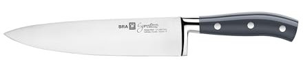 BRA Signature | Cuchillo cocinero 200 mm, Acero Inoxidable alemán forjado con Molibdeno Vanadio, Mango Remachado ABS, Diseño Ergonómico, Hoja 1,6 mm espesor