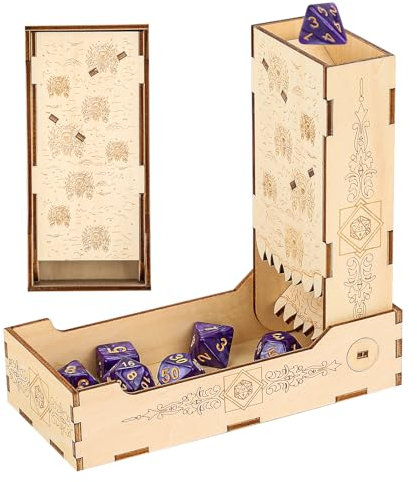Torre dei dadi DND, Demone dall'Occhio Piccolo modello, Legna Pieghevole torre dei dadi, Scatola da gioco da tavolo, Accessori per giochi di ruolo, Regali per giocatori fantasy