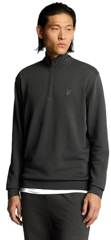 Lyle & Scott Mens Superfine Quarter Zip Cotton Sweater - Gunmetal - L