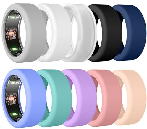 TiMOVO 10Pack Ring Case Kompatibel mit Oura Ring Gen 4/Gen 3/Galaxy Ring/Ring AIR/RingConn, Anti-Kratz elastische Silikon Oura Ring Cover für Frauen Männer, Größe S Bunt
