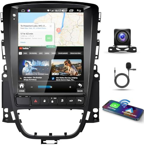 9.7 4G+64G Android 14 Car Stereo for Opel Vauxhall Astra j/Buick Excelle 2009-2014 IPS Touch Screen 2 Din Car Radio Receiver w/Carplay Android Auto GPS Navi Bluetooth Wifi BT SWC FM Backup Camera Mic