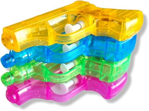 GABANA 4 Wasserpistolen für Kinder, transparent, mehr als 10 Modelle, Wasserstrahl, Material: Kunststoff, Farben: Gelb, Violett, Blau, Gelb, Grün