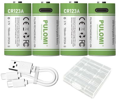 4 batterie CR123A CR17345 16340, USB Type-C CR123A, batterie ricaricabili agli ioni di litio, 3,7 V, 2500 mWh, 700 mAh, con cavo di ricarica