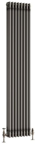 Go Bathrooms Traditional 3 Column Radiator 1800x380mm Raw Metal | Cast iron style tall vertical designer radiator for central heating systems. Features 3 column panels with raw metal finish.