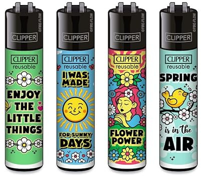 Clipper Feuerzeuge 2 Quartal 2026 (4er Set), Neues Motiv: Spring Slogan