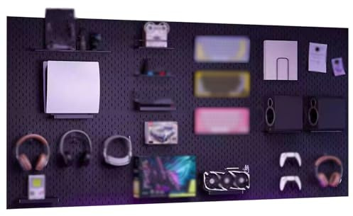 Modulares Wandpaneelsystem Aus Kohlenstoffstahl, Schreibtisch-Organizer Mit Lochwand Für Gaming-Spiele, Elegantes Design In Schwarz.