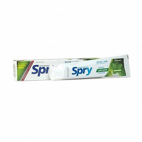 Spry Xylitol Zahnpasta 141g – Zahnpasta mit Fluorid für Erwachsene und Kinder, Whitening Zahnpasta mit Xylitol, Natürliche Atemauffrischung und Mundbefeuchtung, Spearmint (3er-Pack)