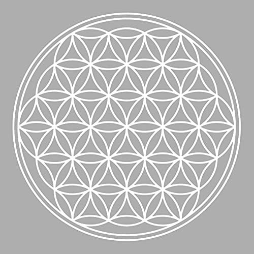 BLUME DES LEBENS - IN - Geometrie - Wandtattoo Wandaufkleber Sticker Aufkleber (100 (B) x 100 (H) cm, Weiss)