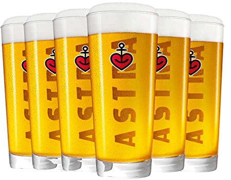 ASTRA Frankonia Becher 0,4 Liter, Biergläser mit Herzanker, unterschiedliche Größen für den Bier-Genuss, als Hamburg Souvenir & Geschenk (6 x 0,4 liter)