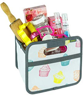 meori Faltbox Mini mit Motiv Cupcake – Kleine Klappbox mit Griffen – Geschenkidee und Allzweck Aufbewahrungslösung - A100310 - 16,5 x 12,5 x 14 cm