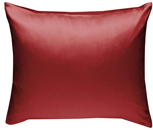 Bettwaesche-mit-Stil Mako-Satin Baumwollsatin Bettwäsche Uni einfarbig zum Kombinieren (Kissenbezug 50 cm x 50 cm, Rot) viele Farben & Größen