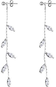 SLUYNZ 925 Sterling Silber Tropfen Ohrringe Kette für Frauen Damen Olivenblätter Einfädler Ohrringe Quaste Baumeln (Silber)