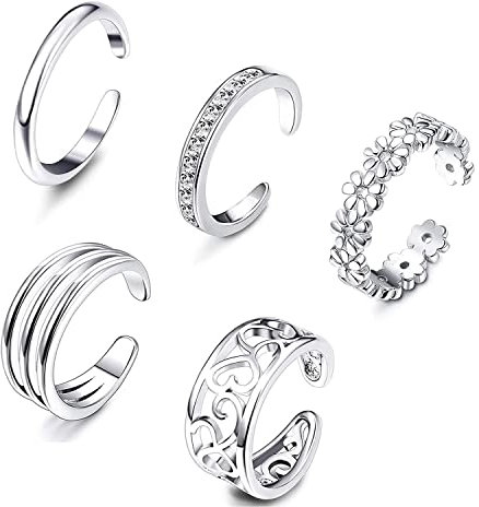 Milacolato Open Toe Rings Set for Women Girls Silver Simple Adjustable Knuckle Ring Foot Jewelry