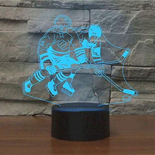 3D Illusion Tischlampe Nachtlampe,KINGCOO LED 7 Farben ändern Touch Switch Schreibtischlampe Nachtlichter Schlummerleuchten für Kinder Familie Dekoration Valentinstag Geburtstags Geschenk (Eishockey)