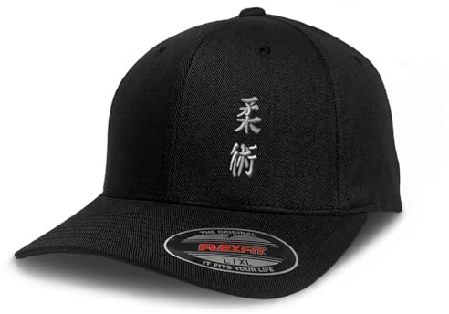 Flexfit Left Side Panel Martial Arts Jujitsu Silver Embroidery Hats for Men & Women Polyester Black Large XLarge