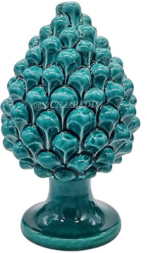 sicilia bedda - Pigna in Ceramica Siciliana - Prodotto Realizzato Interamente a Mano - Pigna Decorativa (Verde Acqua, 18_x_11Cm)