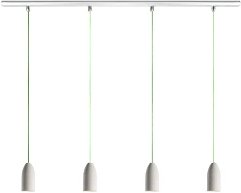 Buchenbusch urban design Beton Deckenlampe Küche 4 flammig light edition, Deckenlampe hängend mit Textilkabel Neon-Grün, Wohnzimmerlampe hängend