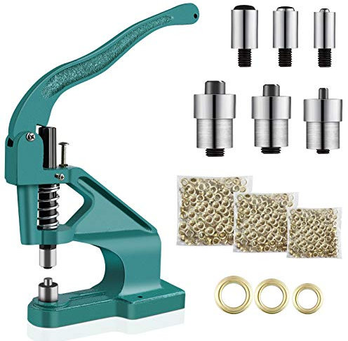 M¨¢quina de prensa de rejilla manual perforadora de ojales profesional con 3 troqueles y 900 ojales de 6 mm/10 mm/12 mm para manualidades de decoraci¨®n de bricolaje modistas