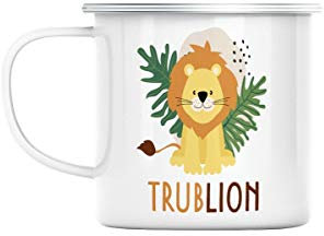 Mug en Métal Emaillé Lion Trublion Dessin Illustration Roi de la Savane