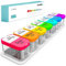 Daviky Large Weekly Pill Organiser - XL Tablet Organiser with 7 Detachable AM/PM Compartments, Portable Medication Organizer for Home & Travel, Daily Pill Box for Vitamins & Supplements (Rainbow)