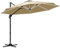 Outsunny 3(m) Cantilever Roma Parasol Adjustable Garden Sun Umbrella with LED Solar Light, Aluminium Frame, Tilt & Crank, UV50+, Cross Base Rotating Outdoor- Khaki