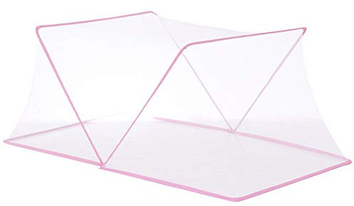 HIOD Tragbare Moskitoabdeckung Faltbares Moskitonetz für Erwachsene Atmungsaktives Bettzelt Überdachungsnetz für Campingreisen Im Freien,Pink,190x100x80cm