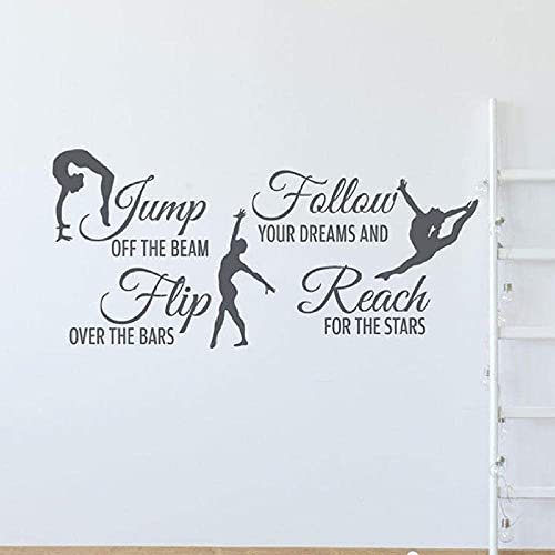 Gymnastik Wandtattoo Mädchen Schlafzimmer Turner Inspirierende Zitate Abziehbilder Sport Tanz Kinder- Und Jugendzimmer Studio Wandaufkleber 57X27Cm