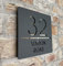 One of a Kind Design UK Personalised Contemporary SquareHouse Sign, Personalised Address Number Plate, acrylic,180x180mm, Seven Coloured Backing Available, UV Stable, Black
