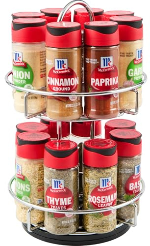 McCormick Spice Rack, Two Tier Chrome, Featuring 16 Herbs & Spices for Everyday Cooking, Great Gift for Housewarming, Wedding & Bridal Shower, 26.09 oz