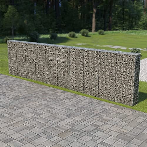 Chenshu Mur en Gabion avec Couvercles Panier de Gabion Mur de Soutènement Jardin Extérieur Mur à Gabion avec couvercles Acier galvanisé 600 x 30 x 150 cm