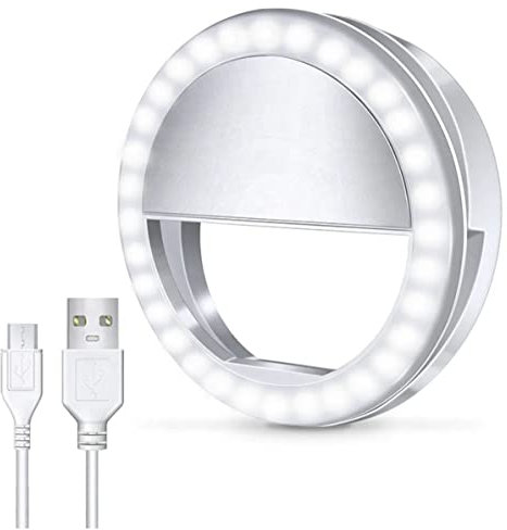 Orco Selfie Ring Light, New Version - 36 LED Universal Clip-on Phone Ring Light with 3 Level Brightness for Any Phone or Laptop (White)