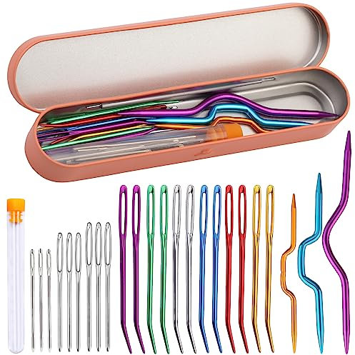 Yarn Needles, Tapestry Needles, Large-Eye Blunt Needles, Darning Needles for Crocheting with Knitting Cable Needles, Storage Box, Bent Tapestry Needles for Knitting Crochet