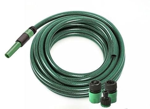 ADEPTNA Garden Green Reinforced PVC Hose Pipe Reel Watering Hosepipe 3 Layer Hose with Nozzle and Fittings (30 Meter)