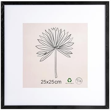 LYYYYX Bilderrahmen 25x25cm Schwarz mit Passepartout Fotorahmen Holz mit Acrylglas zum Senkrechten Oder Waagerechten Aufhängen Bilderrahmen für Fotos, Poster, Puzzles