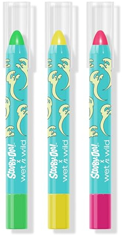 Wet n Wild Scooby-Doo Glow Madness Set of 3 UV Colour Pencils for Face and Body, Mixable and Easy to Apply, Intense Neon Colours for Vibrating Makeup Under UV Light