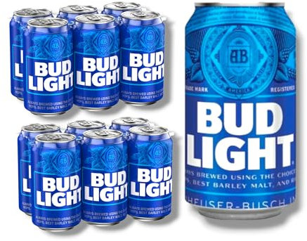 12 x Bud Light Beer 355ml- Amerikanisches Leichtbier in der Dose mit 4,2%