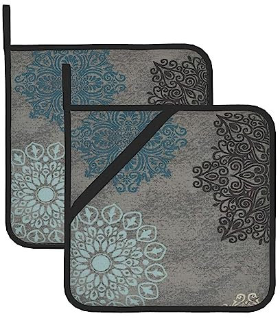 Set di 2 presine floreali moderne per cucina, lavabili e resistenti al calore, sottopentole calde o cucina cottura forno a microonde barbecue