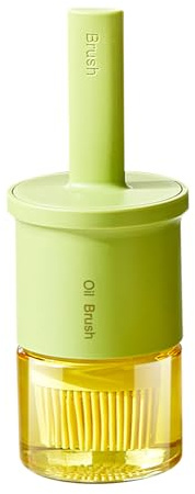 HUNYA Oil Dispenser, Glass Oil Bottle with Silicone Brush, Olive Oil Container, 2 in 1 BBQ Oil Pot Container, Cooking Oil Dispenser, for Kitchen Cooking, Baking, BBQ