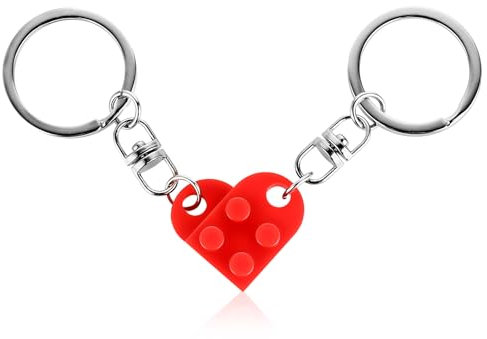 Bremorou Herz Schlüsselanhänger, 2 Stück Partner Schlüsselanhänger Schlüsselanhänger Für Paare Schlüsselanhänger Freundin Rot Herzförmig Schlüsselanhänger Partner Für Beide Valentinstag Weihnachten