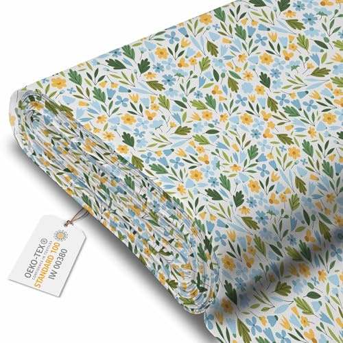 DreamRoots Markisenstoff Meterware, Forget me not, Laufmeter | Oxford Segeltuch, wasserdicht, Polsterstoff Meterware, 220 g/m² 600D, 160 cm breit, für außen & Deko